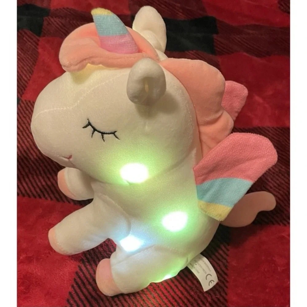 White Pink Unicorn Plush‎ Stuffed Animal With Color Changing Lights